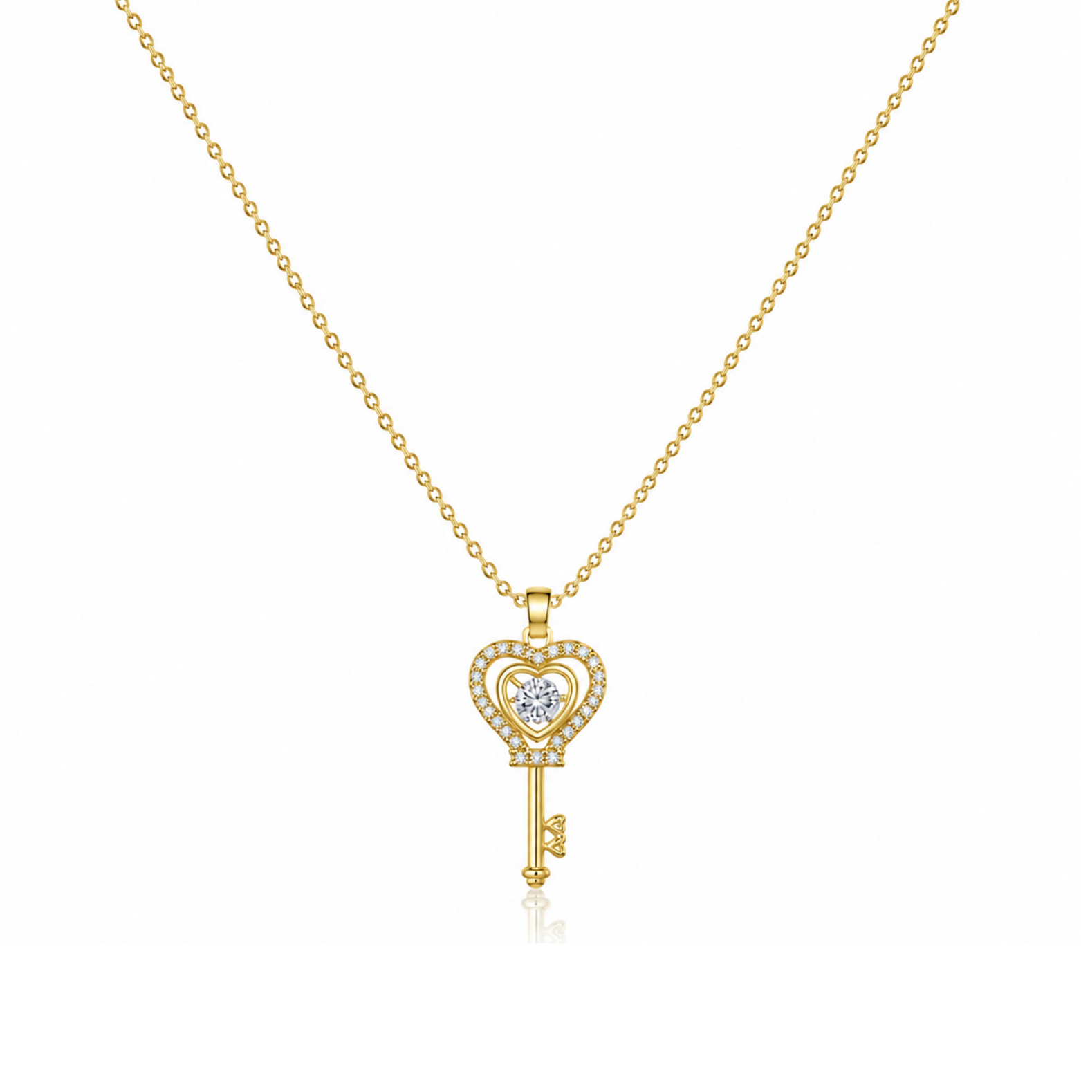 Zircon Studded Key Necklace