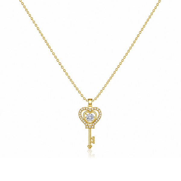 Zircon Studded Key Necklace
