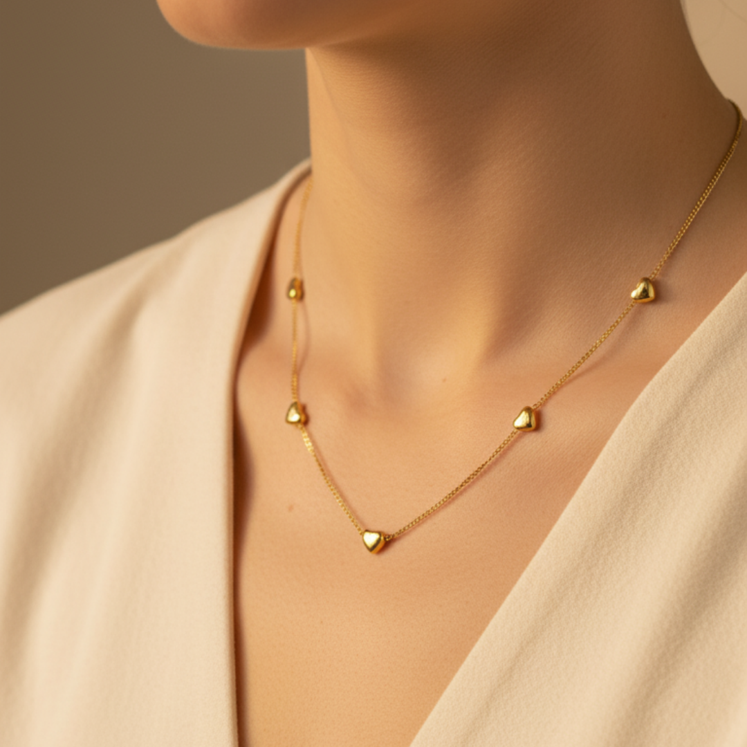 Scattered Heart Charm Necklace