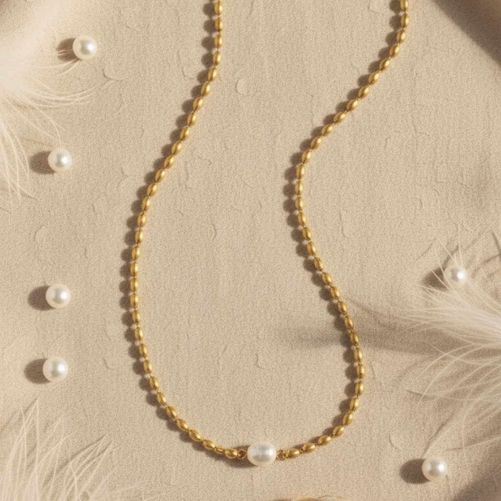 Vintage Bead Necklace With Pearl