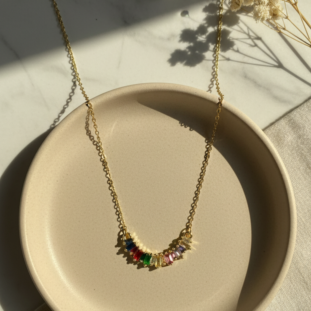 Zircon Rainbow Arc Necklace