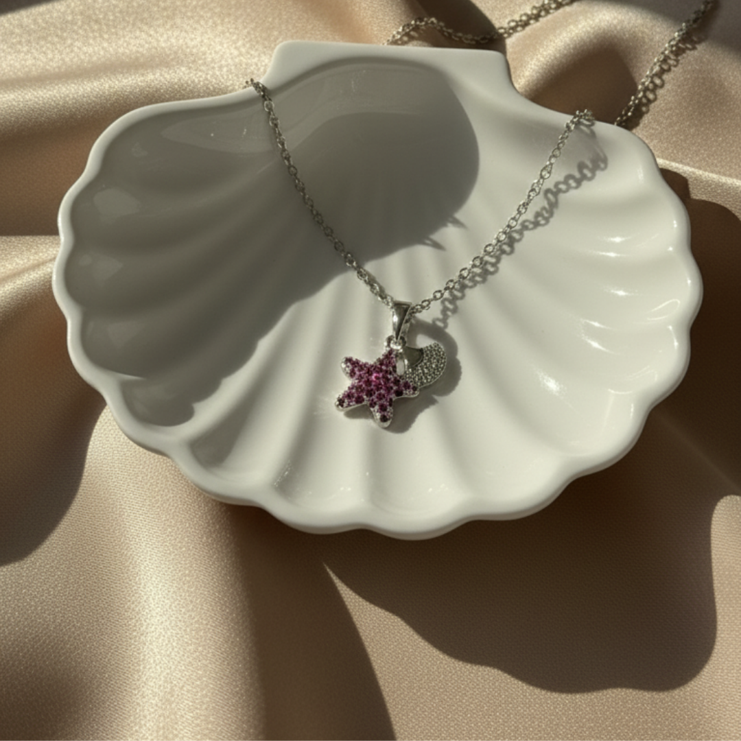 Twinking Moon And Star Zircon Diamond Necklace