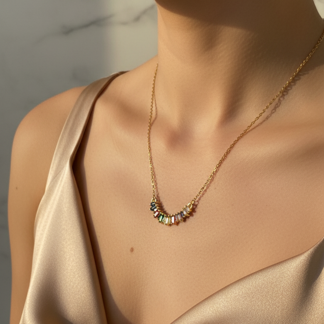Zircon Rainbow Arc Necklace