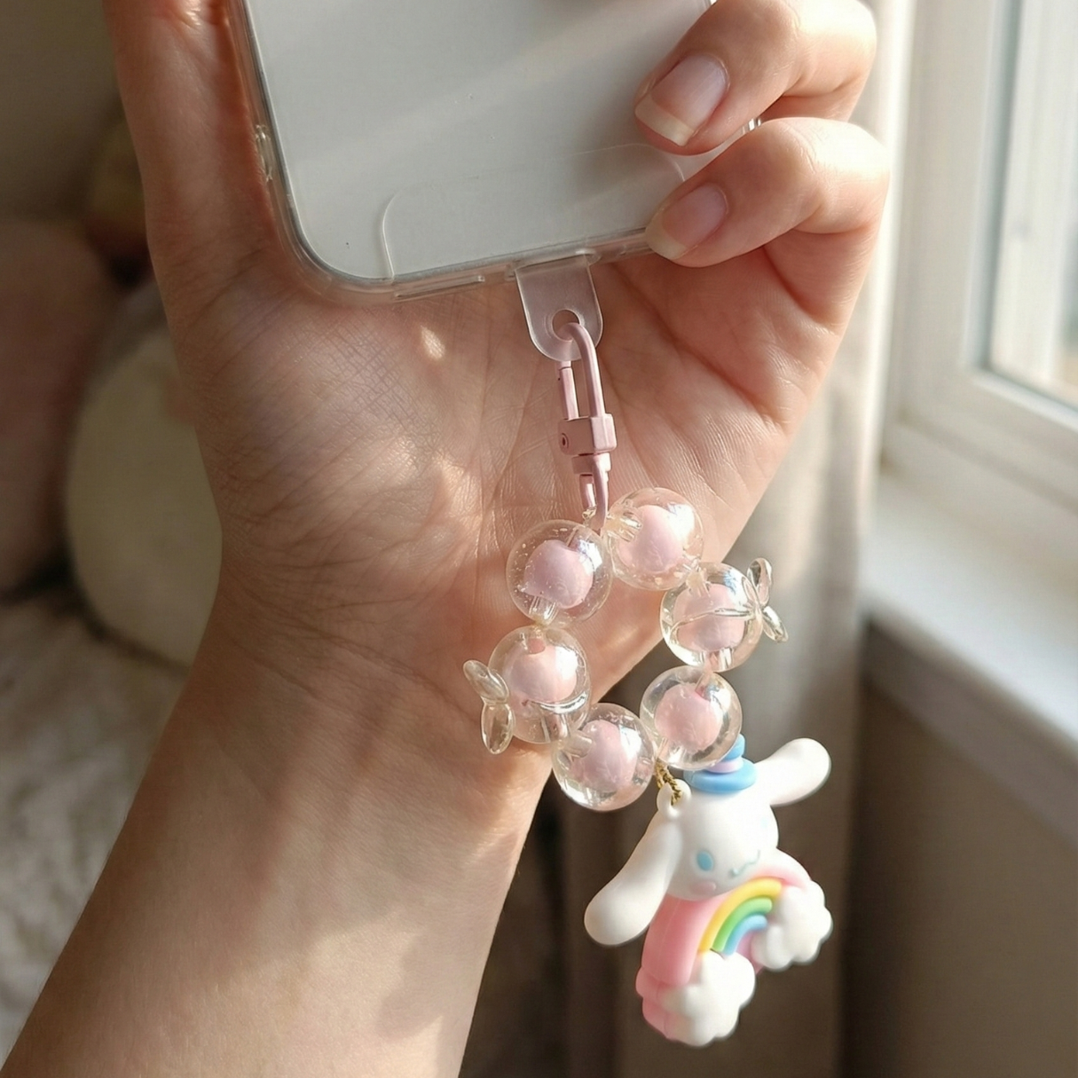 Pink Skies Rainbow Bunny Charm