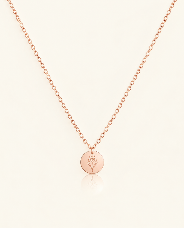 18k Rose Gold Birth Flower Necklace