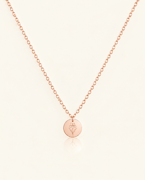 18k Rose Gold Birth Flower Necklace