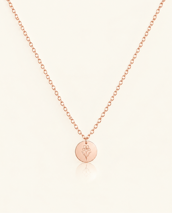18k Rose Gold Birth Flower Necklace