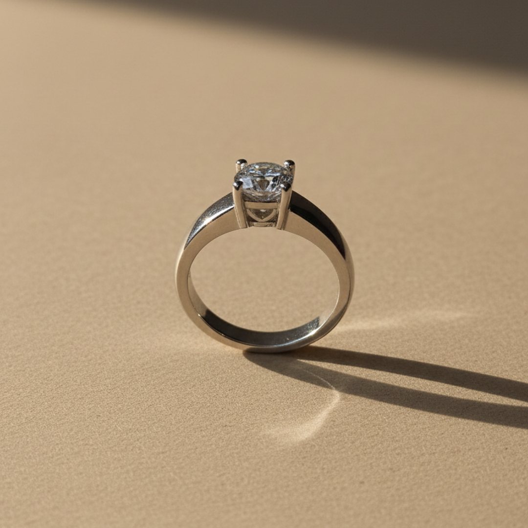Silver Solitaire Ring