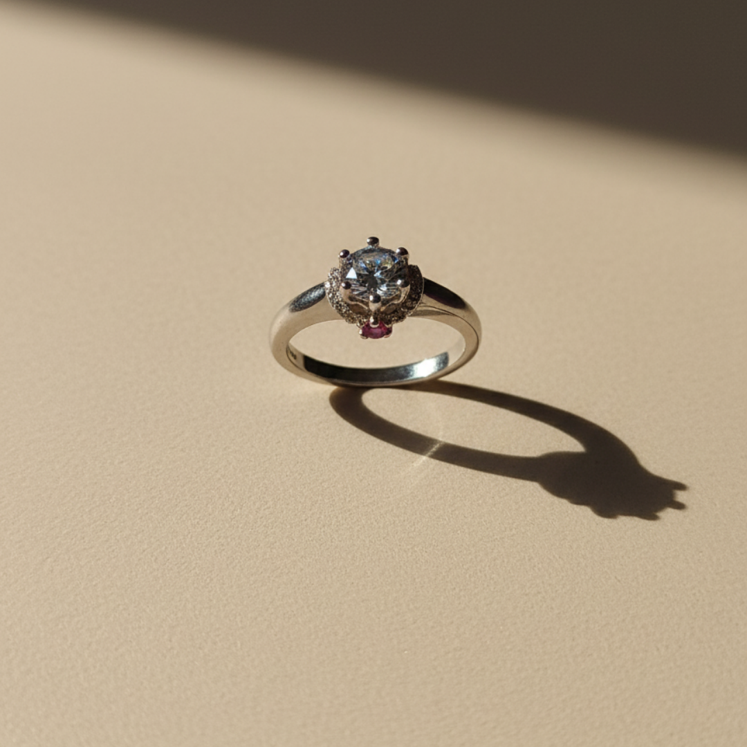 Silver Solitaire Ring