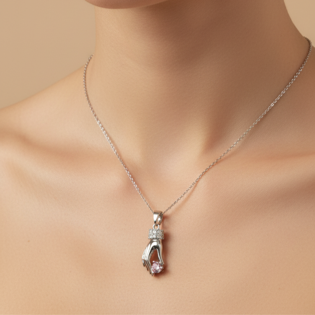 Ava Pink Zircon Diamond Necklace