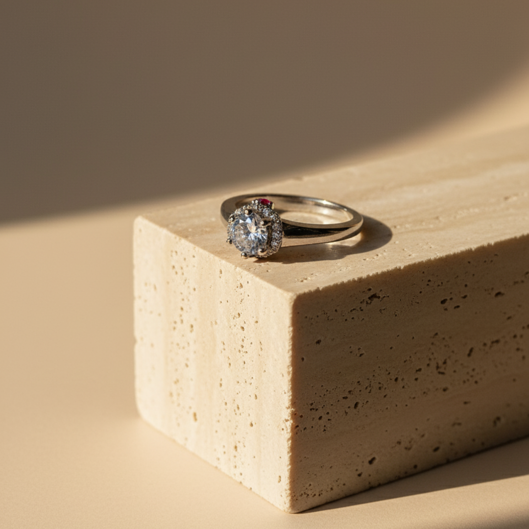 Silver Solitaire Ring