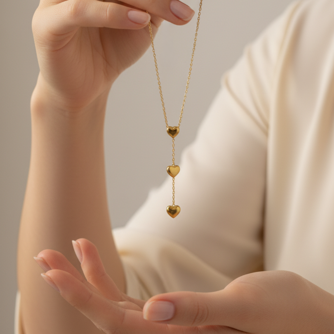 Triple Heart Gold-Plated Chain