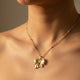 Bow With Beaded Chain Pendant Necklace