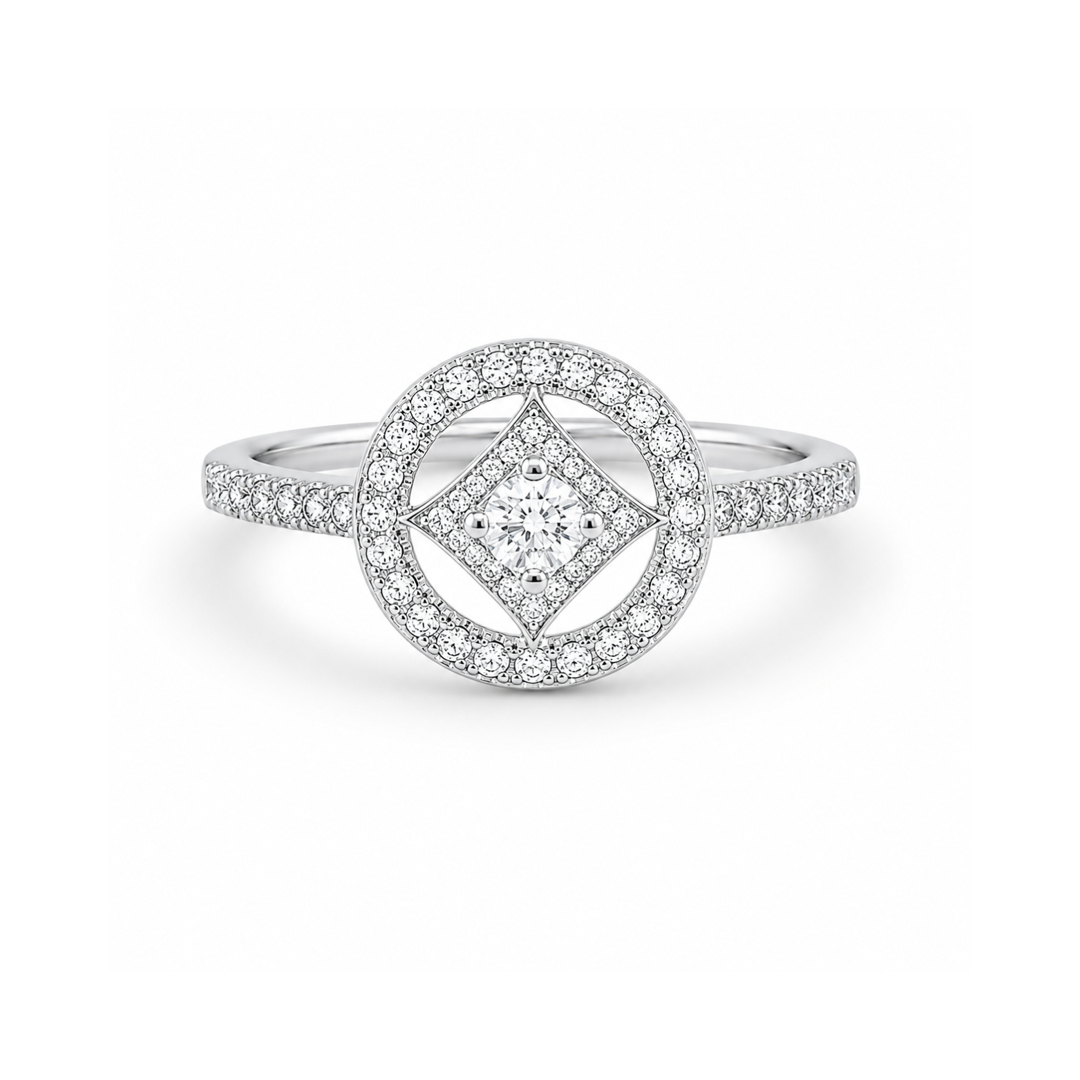 Geometric And Round Zircon Ring