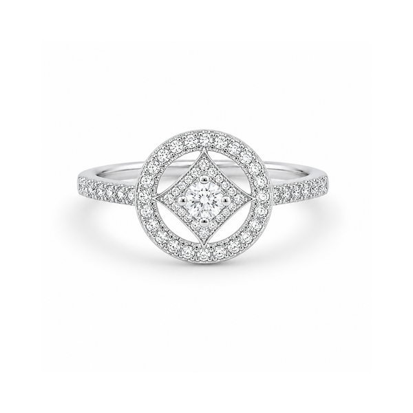 Geometric And Round Zircon Ring
