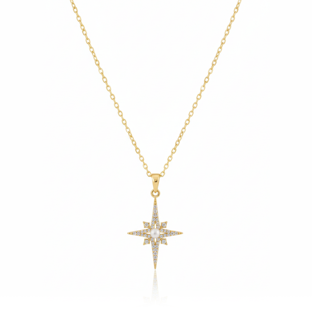 Celestial Pearl And Zircon Diamond Necklace