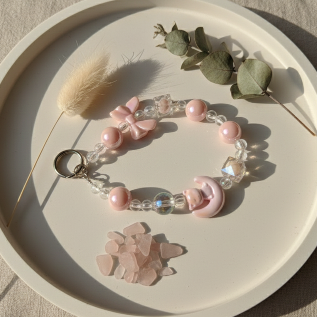 Pastel Dream Bow & Moon Strap Charm