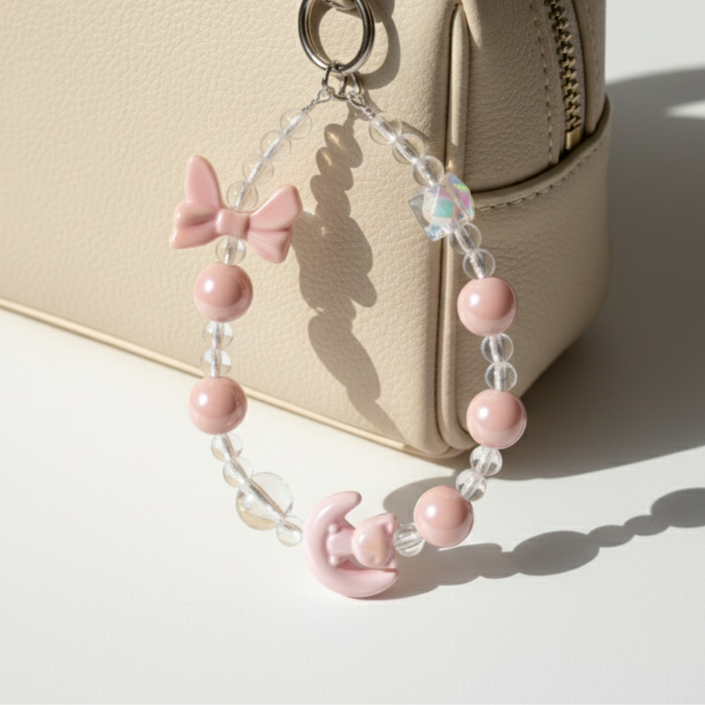 Pastel Dream Bow & Moon Strap Charm
