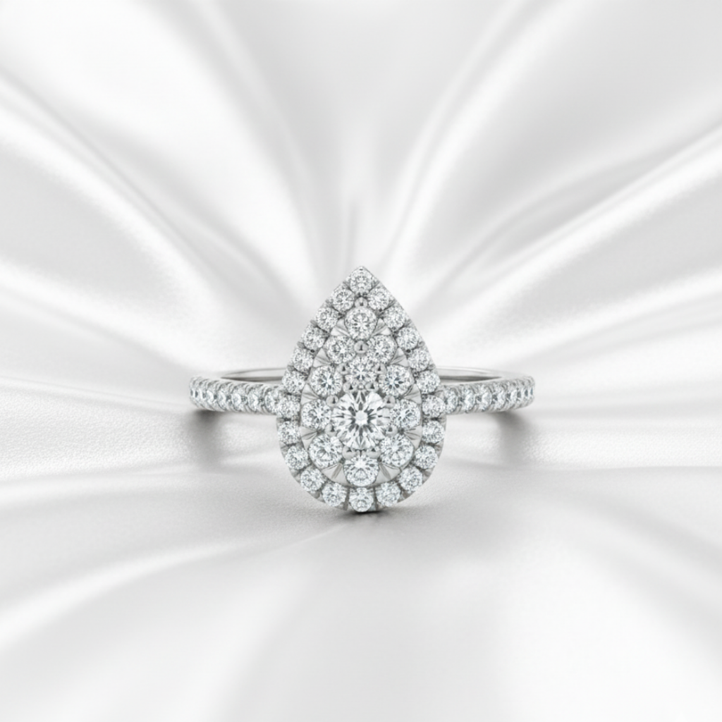 Tear Drop Cluster Ring