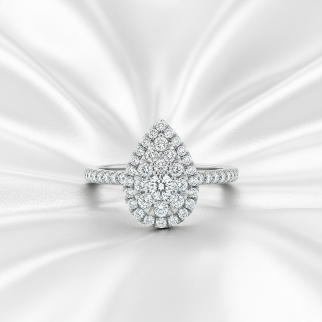 Tear Drop Cluster Ring