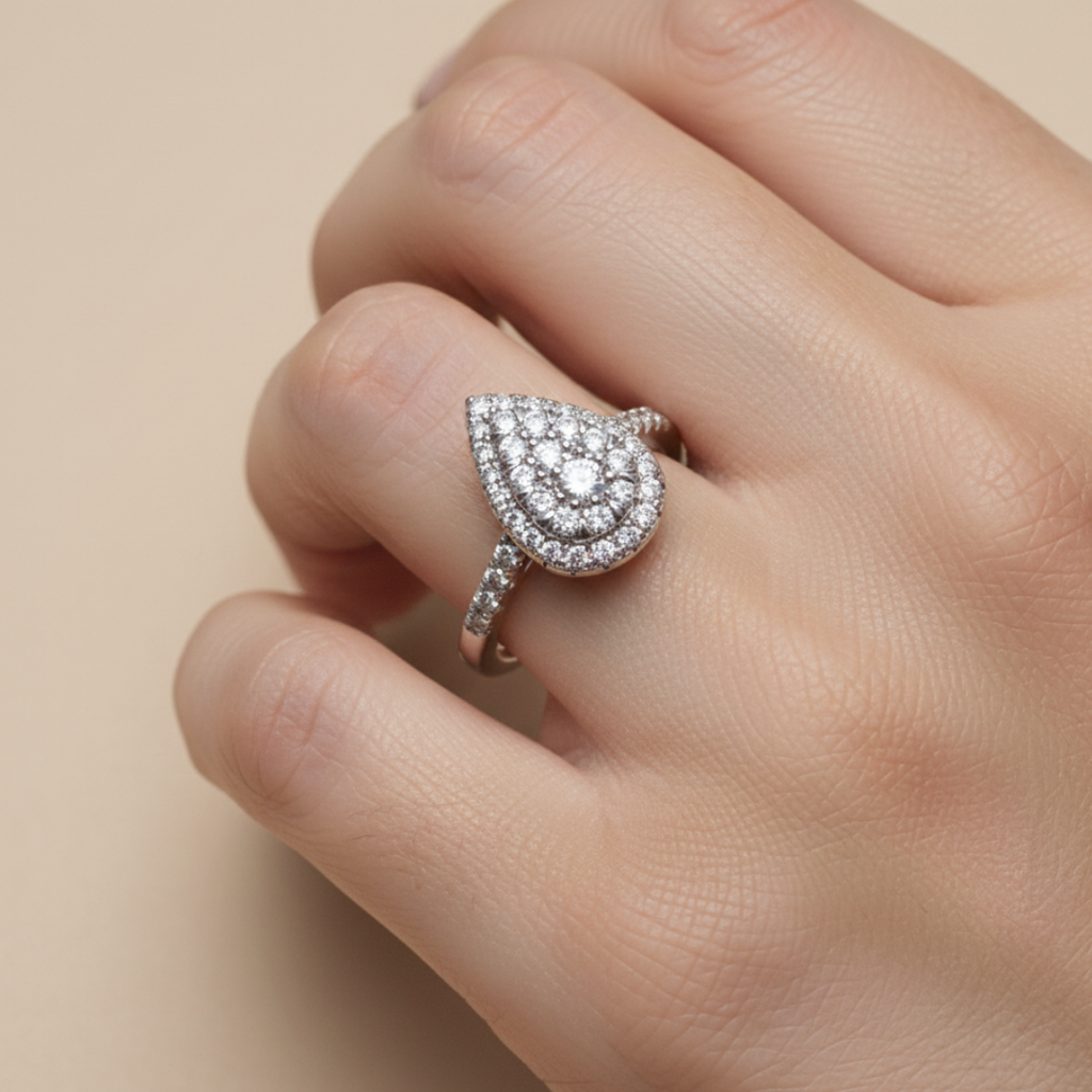 Tear Drop Cluster Ring
