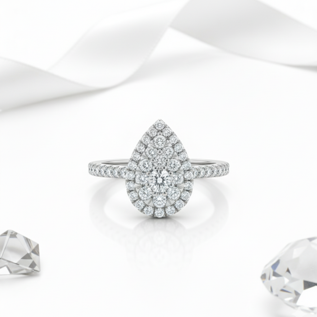 Tear Drop Cluster Ring