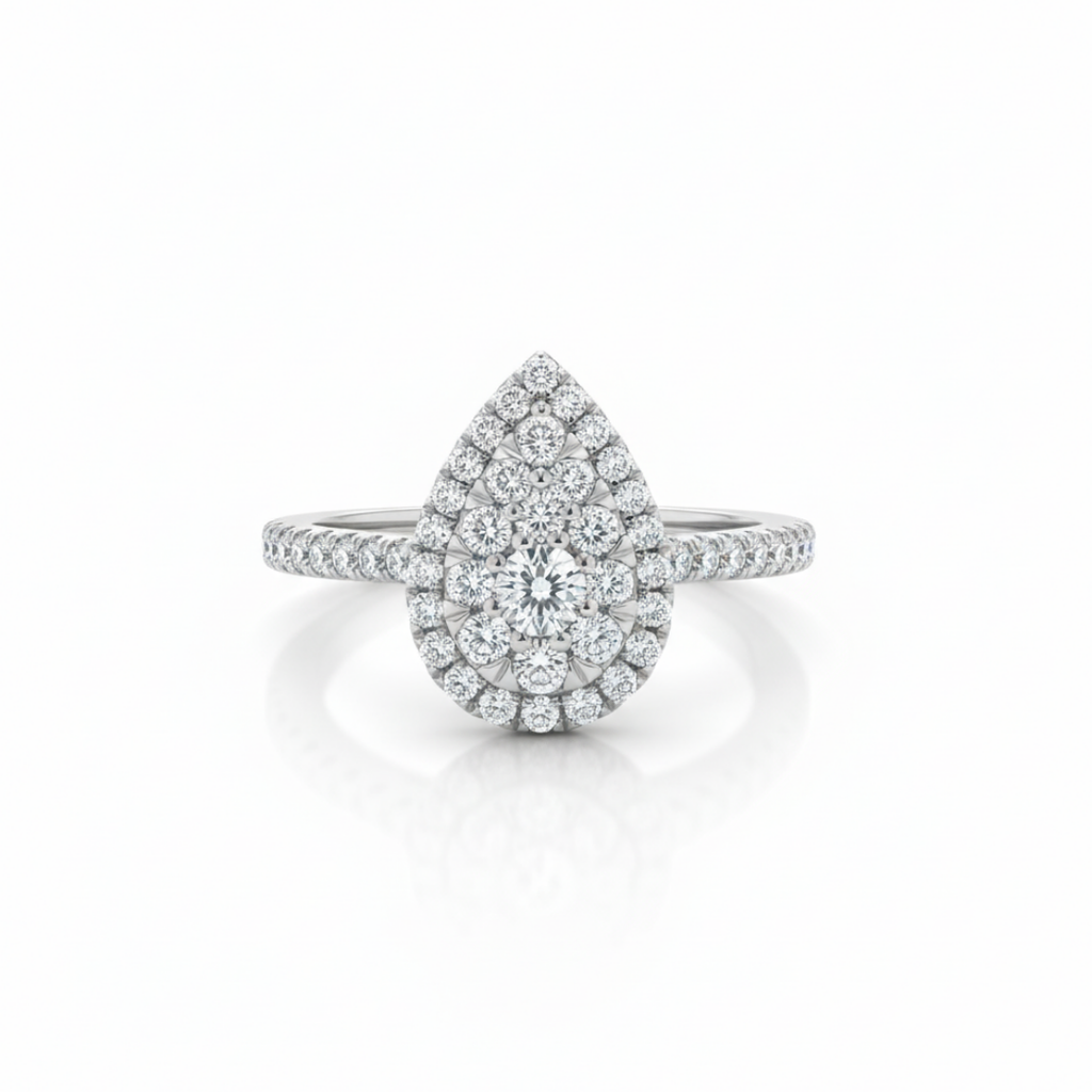 Tear Drop Cluster Ring