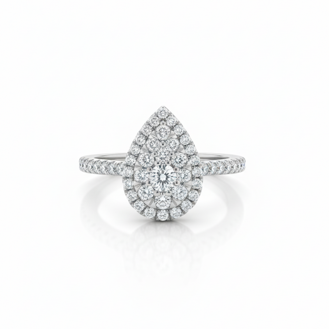 Tear Drop Cluster Ring