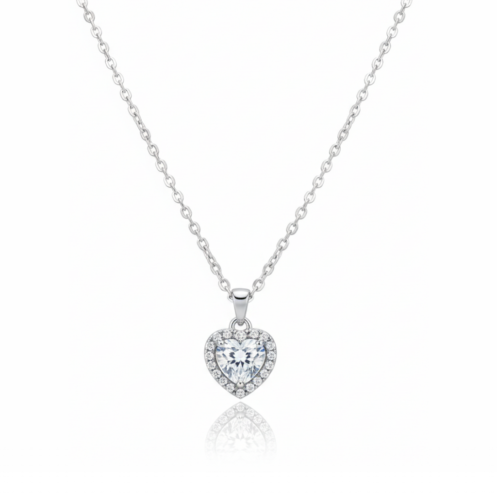 3D Heart Zircon Diamond Necklace