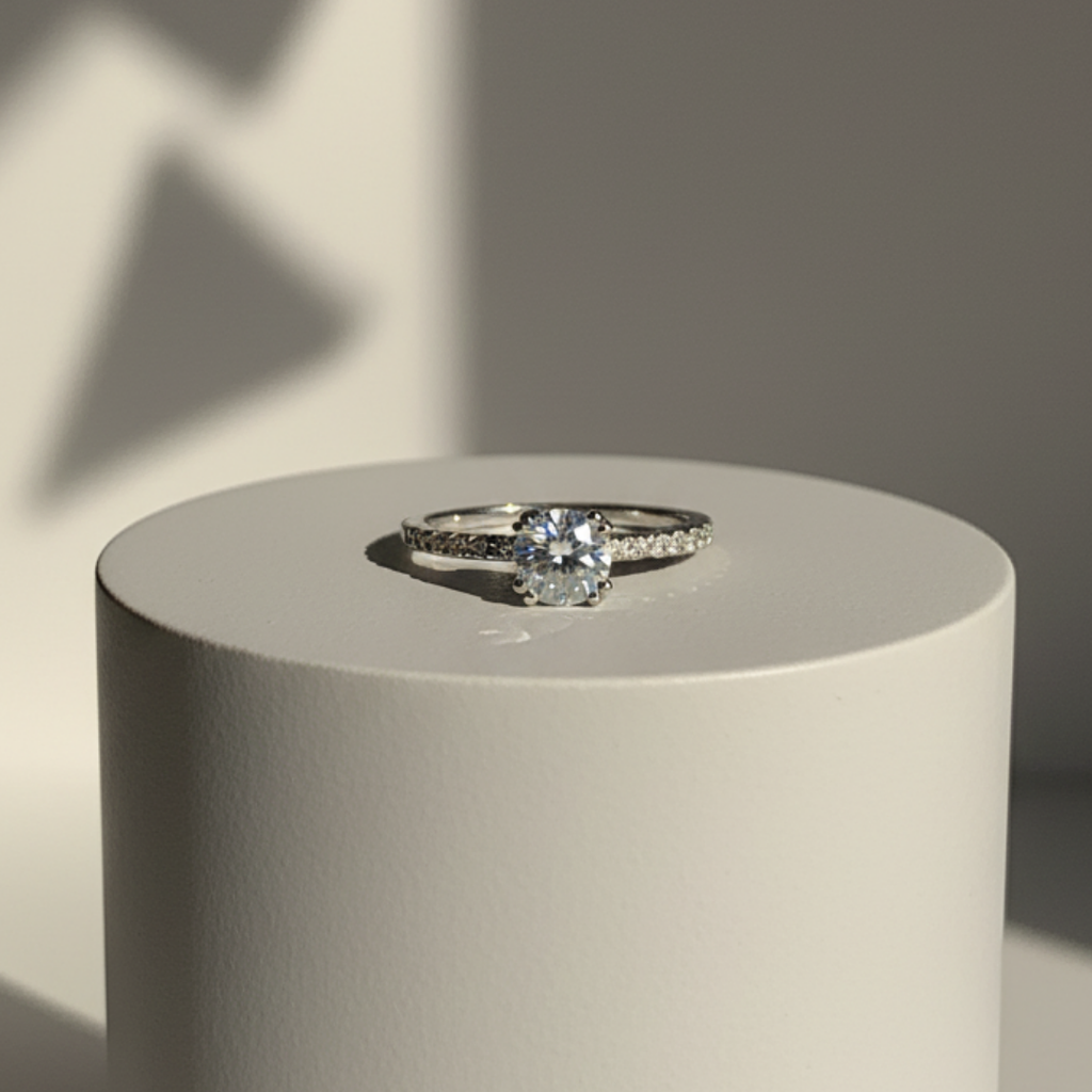 Linear Pave Zircon Ring