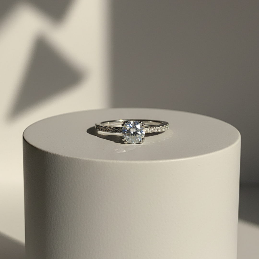 Linear Pave Zircon Ring