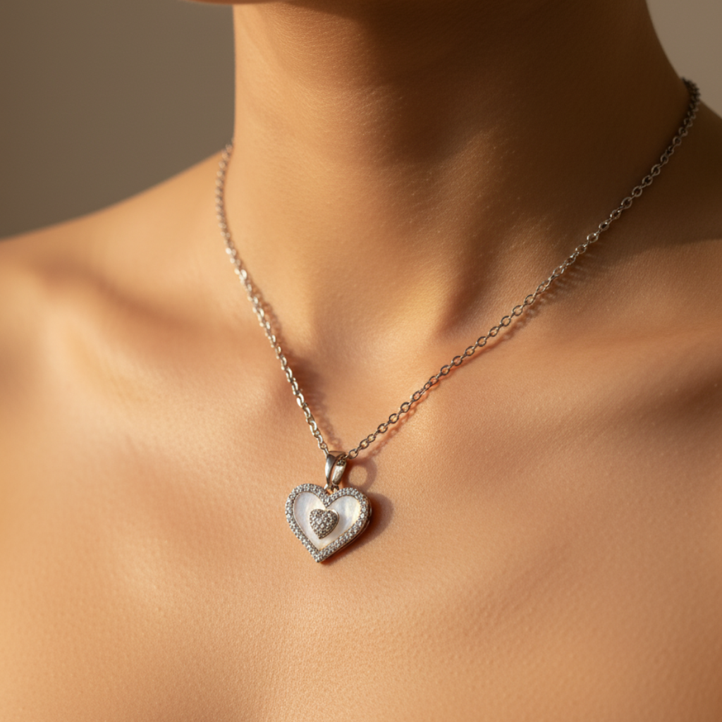 Heart of Glimmer Zircon Necklace