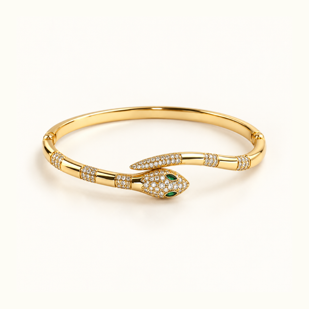 Emerald serpent Kada - 18k Gold ( Demi Fine )