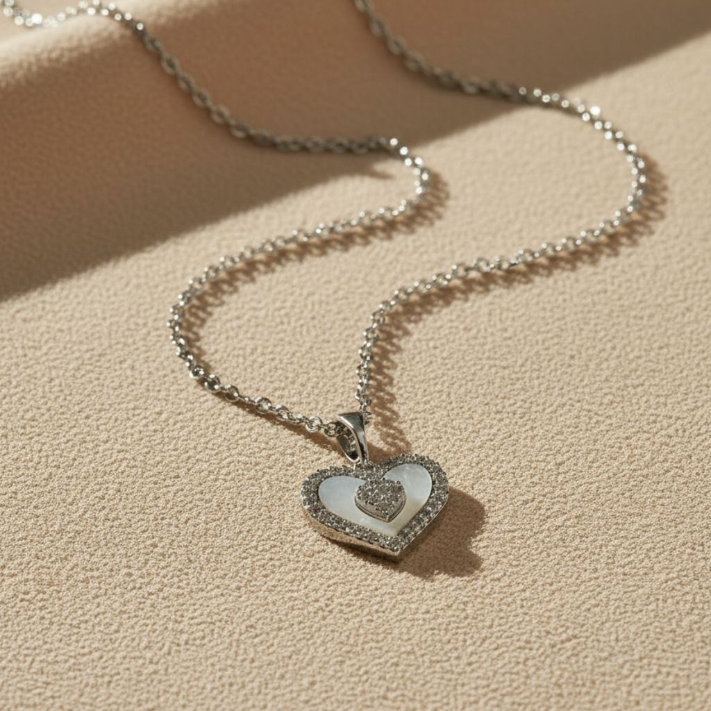 Heart of Glimmer Zircon Necklace