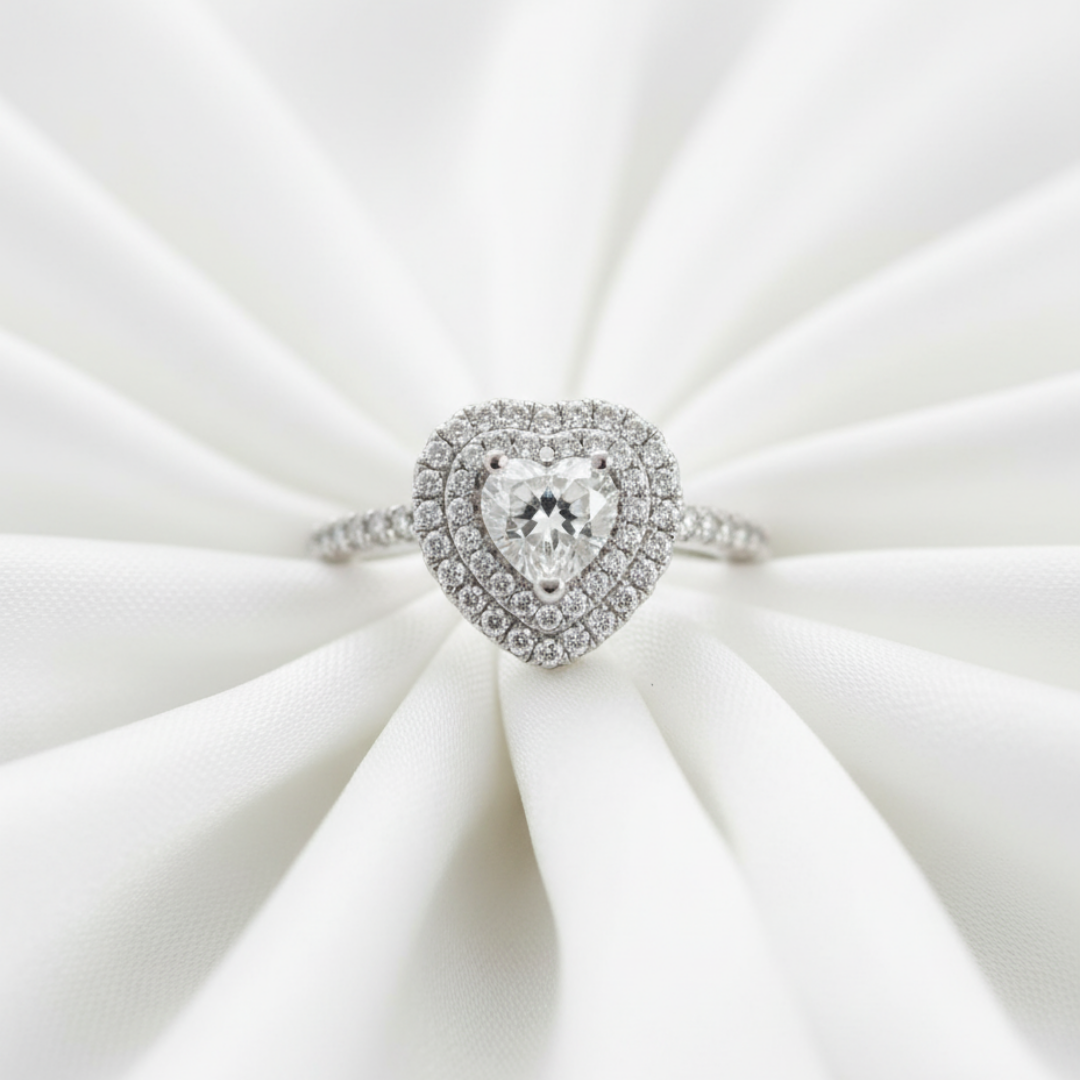 Heart-Shaped Double Halo Ring