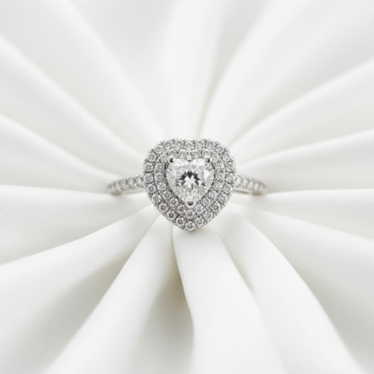 Heart-Shaped Double Halo Ring