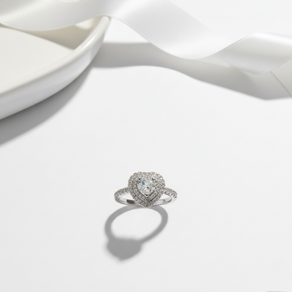 Heart-Shaped Double Halo Ring