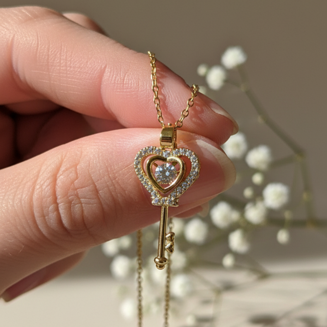 Zircon Diamond Studded Heart Necklace