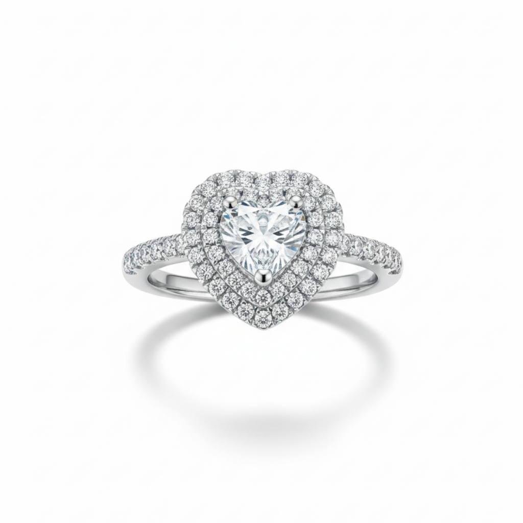 Heart-Shaped Double Halo Ring