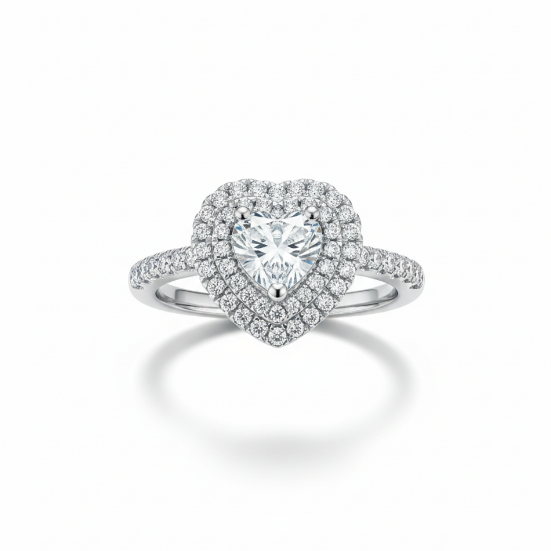 Heart-Shaped Double Halo Ring