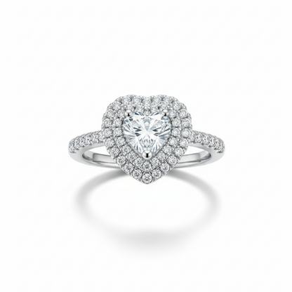 Heart-Shaped Double Halo Ring