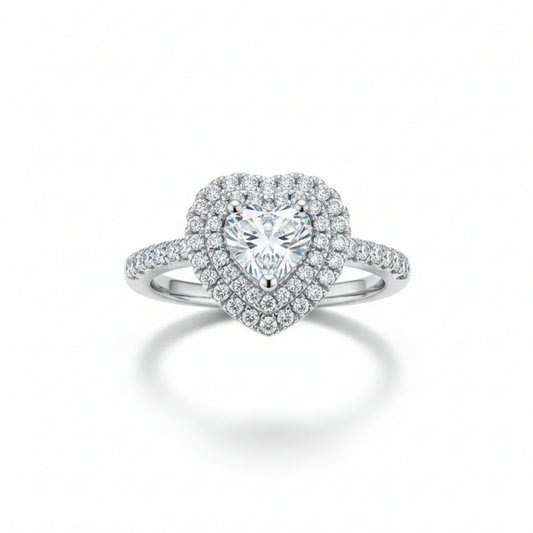 Heart-Shaped Double Halo Ring