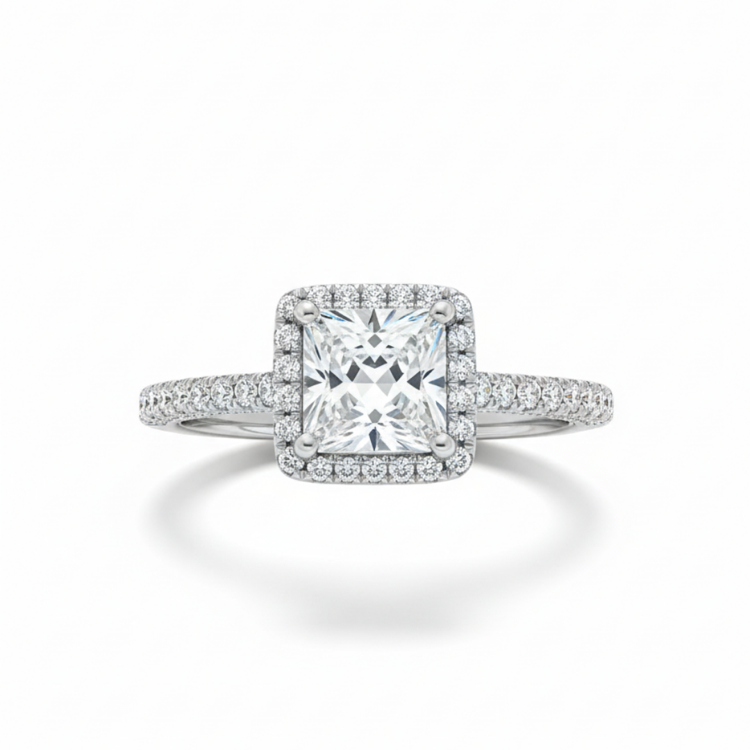 Radiant Square Halo Zircon Ring