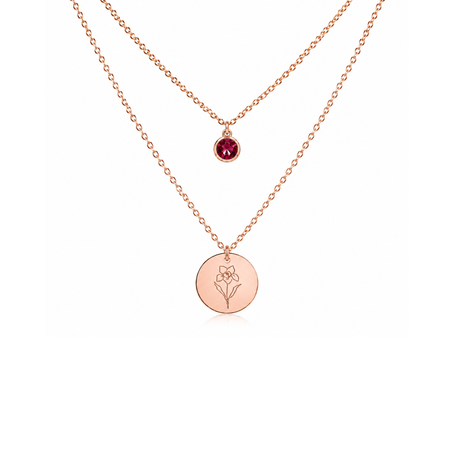 Birth Flower & Birth Stone Necklace