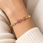 Twin Blossom Kada - 18k Gold ( Demi Fine )