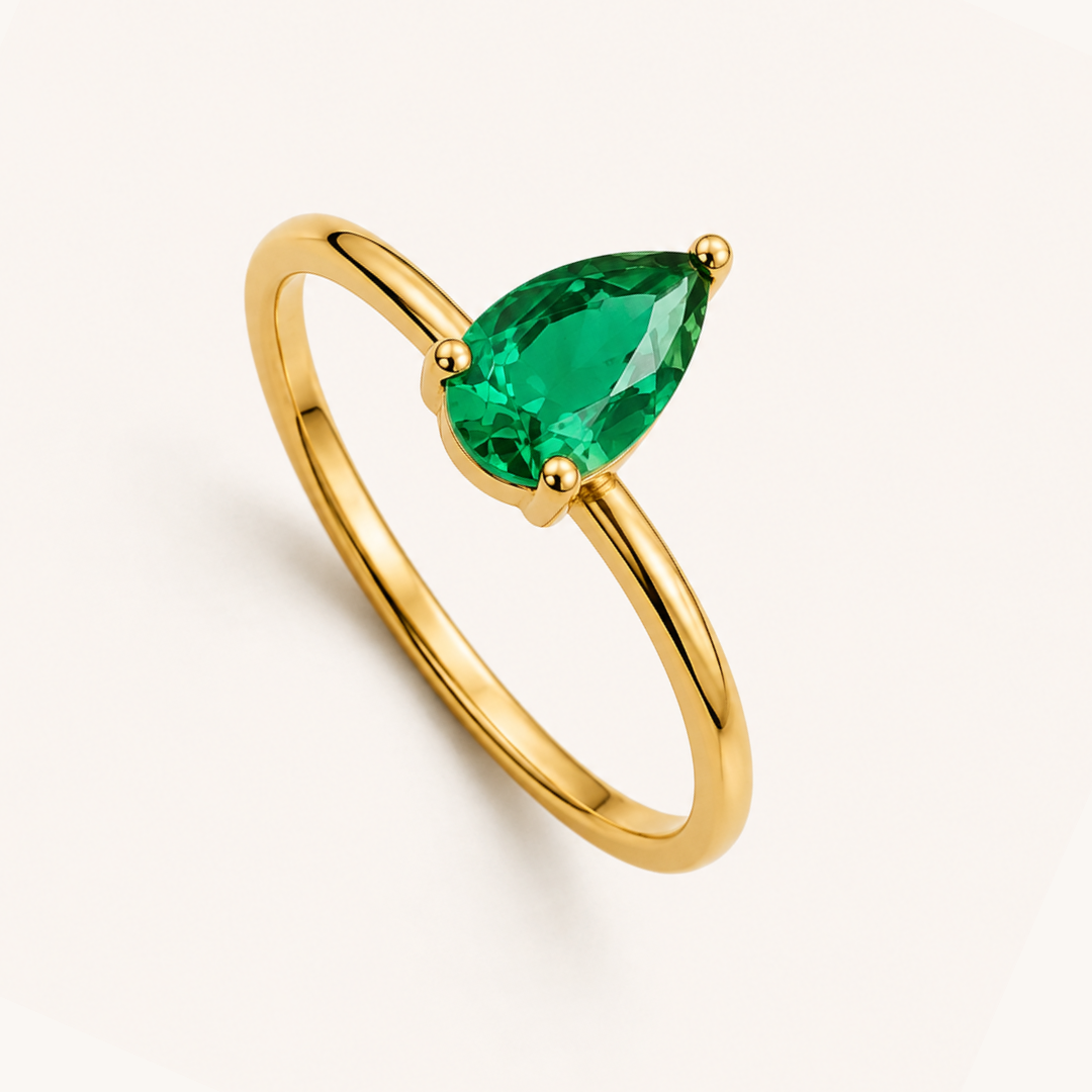 Emerald Drop ring - 18k Gold (Demi Fine)
