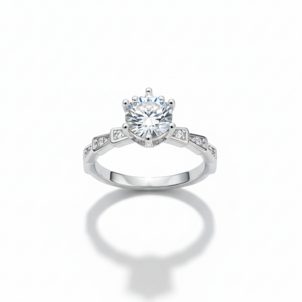 Geometric Halo Zircon Ring