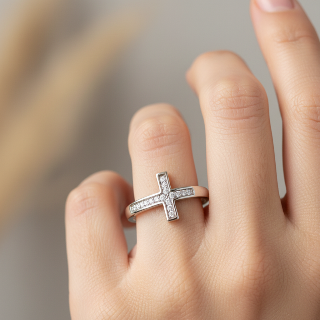 Pave Zircon Cross Ring