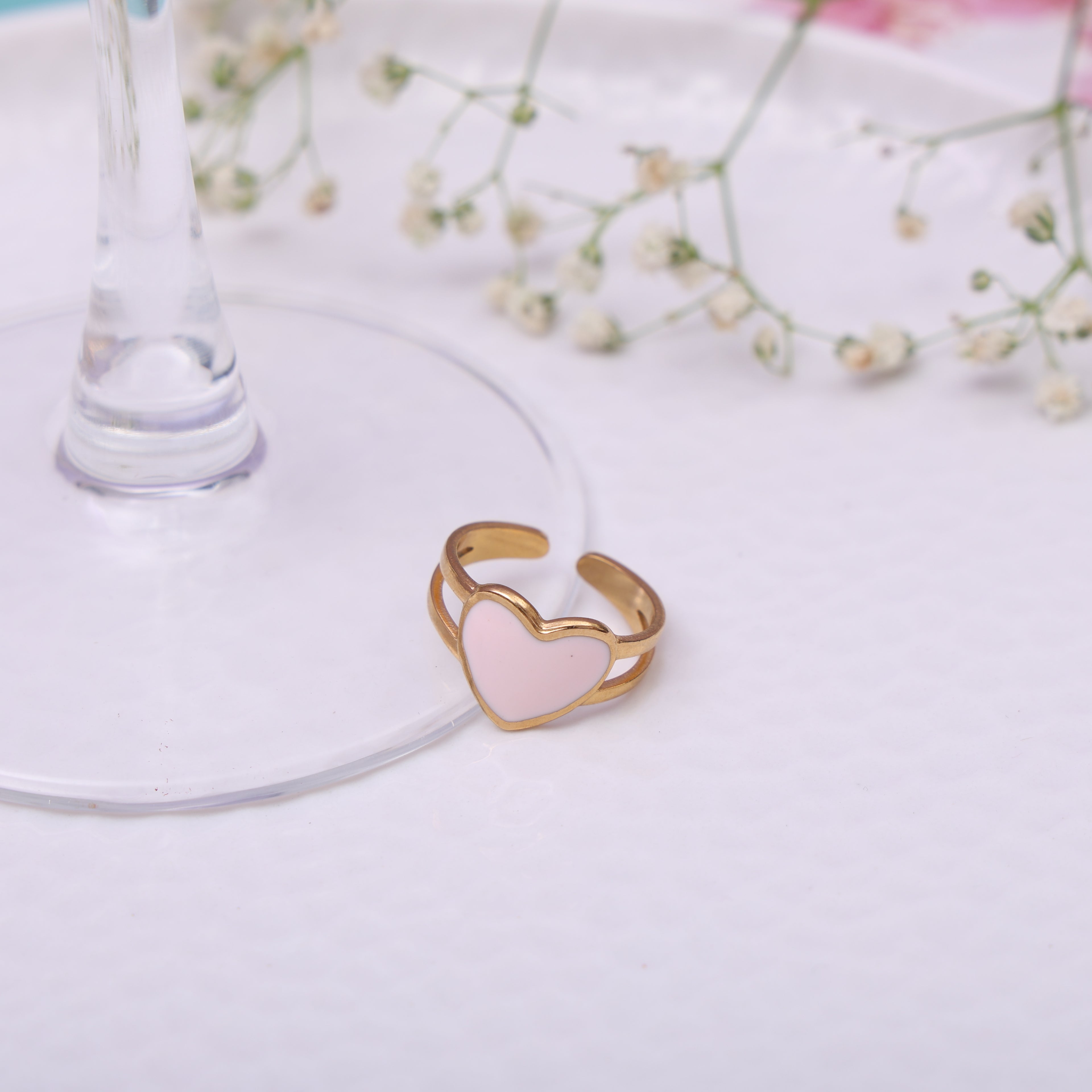 Pastel Heart Charm Ring