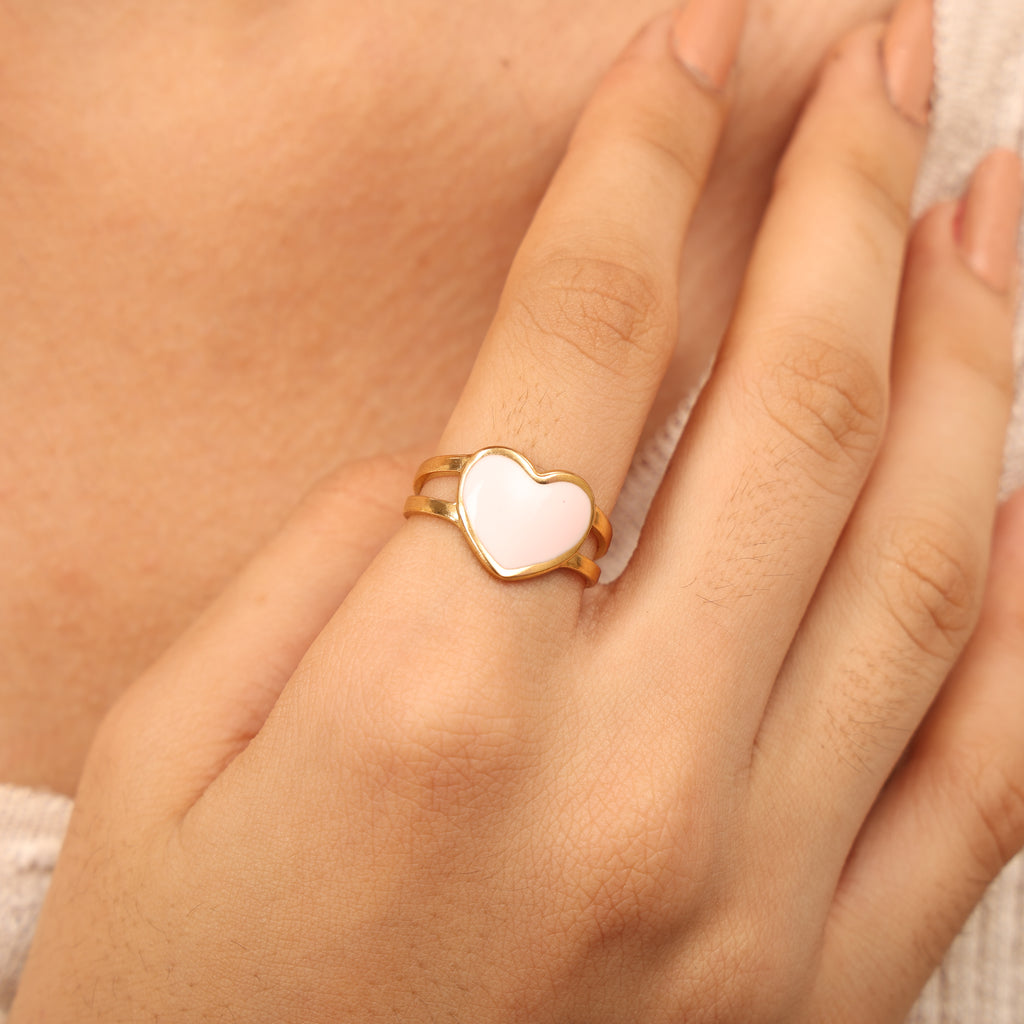 Pastel Heart Charm Ring